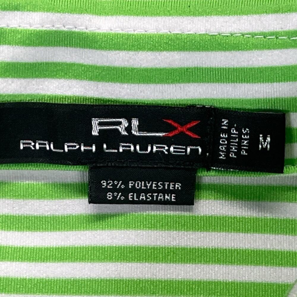 RLX Ralph Lauren Polo Shirt Mens Medium Green Striped Performance Golf Stretch - Picture 4 of 10
